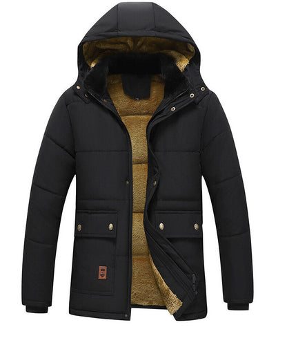 Para™ | Luksuriøs Herre Parka Vinterjakke med Teddylining og Pelsforet Hætte