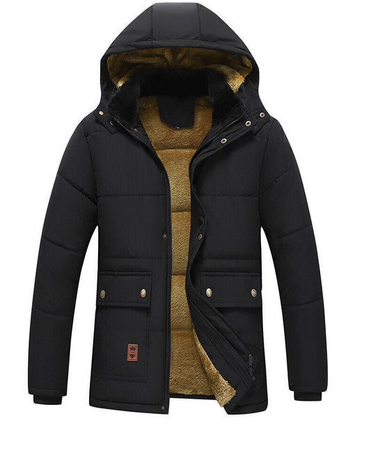 Para™ | Luksuriøs Herre Parka Vinterjakke med Teddylining og Pelsforet Hætte