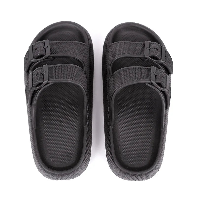 Thalara™ | Damer EVA-sandaler med dobbelt spænde | ortopædiske chunky slides med tyk sål og skridsikker vandafvisende finish