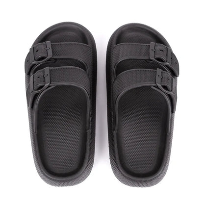 Thalara™ | Damer EVA-sandaler med dobbelt spænde | ortopædiske chunky slides med tyk sål og skridsikker vandafvisende finish