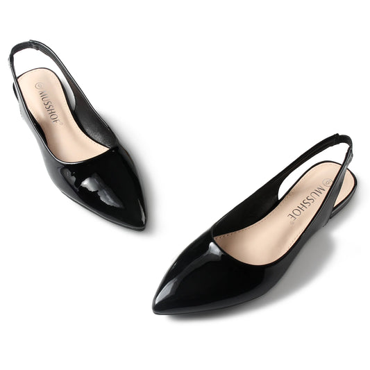 Celeste™ | Damer Slingback Flats med Spids Tå | Elegante Sommertidssko med Skinnende Finish og Komfortabel Elastisk Rem