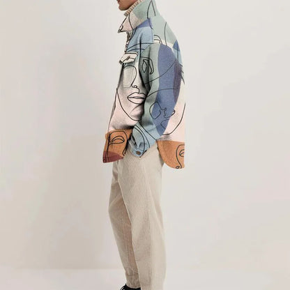 Ezren | Oversized Jakke med Abstrakt Kunstprint Herre