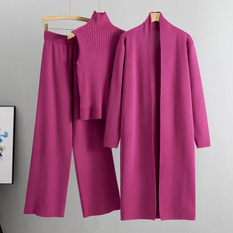 Roxy™ | Damer Luksuriøst 3-delt Strik Co-Ord Sæt | Blødt & Strækbart