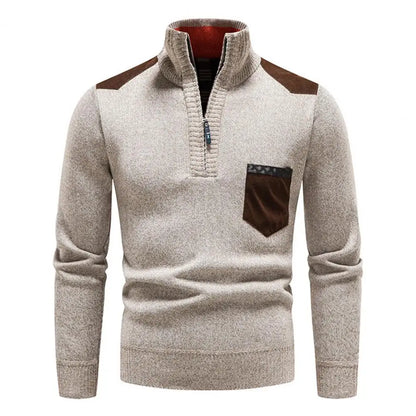 Tristan™ | Luksuriøs Mænd Halfzip Pullover i Merinould med Brystlomme