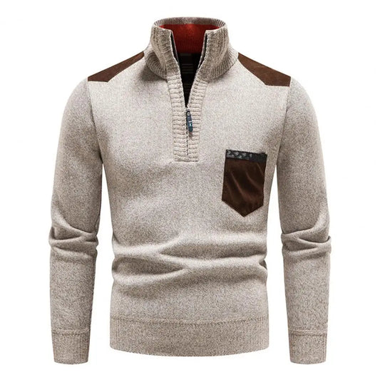 Tristan™ | Luksuriøs Mænd Halfzip Pullover i Merinould med Brystlomme