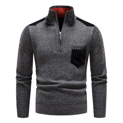 Tristan™ | Luksuriøs Mænd Halfzip Pullover i Merinould med Brystlomme