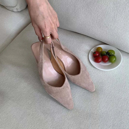 Maribel™ | Damer Slingback Flats Uden Hæl | Elegante Spidse Slip-Ons med Åben Hæl og Minimalistisk Design