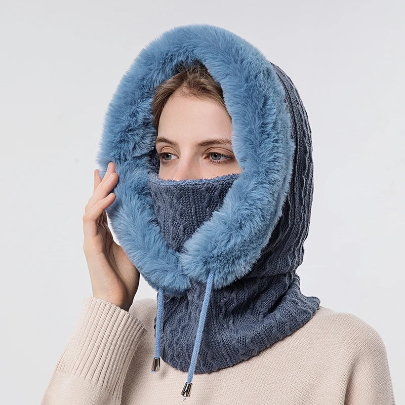 FurryHood™ | Luksuriøs Strikket Halsvarmer med Pelsfor til Vinterdage