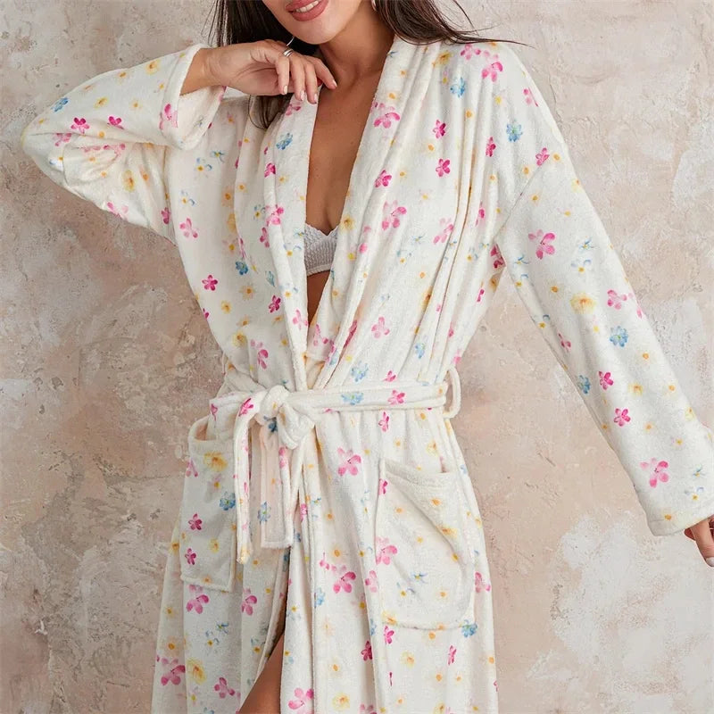 Liora | Morgenkåbe i Flannel med Print Damer