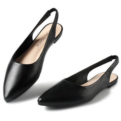 Celeste™ | Damer Slingback Flats med Spids Tå | Elegante Sommertidssko med Skinnende Finish og Komfortabel Elastisk Rem