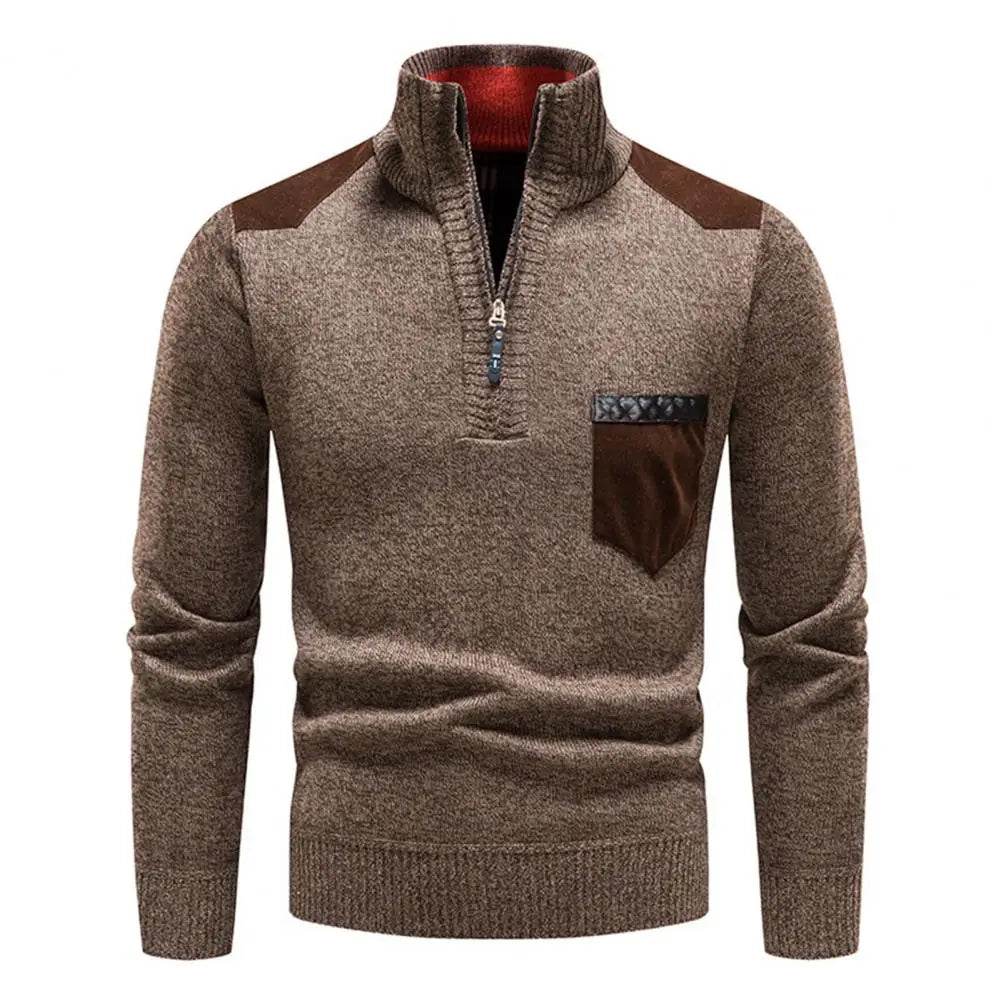 Tristan™ | Luksuriøs Mænd Halfzip Pullover i Merinould med Brystlomme
