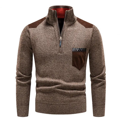 Tristan™ | Luksuriøs Mænd Halfzip Pullover i Merinould med Brystlomme