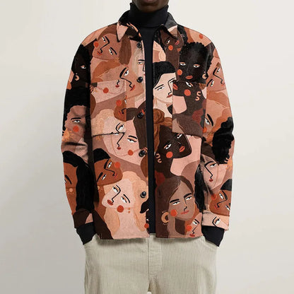 Ezren | Oversized Jakke med Abstrakt Kunstprint Herre