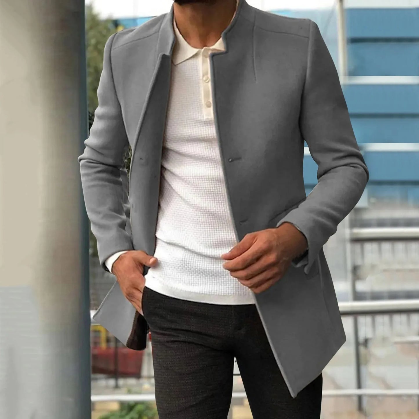 Hinzo™ | Herrer Lang Frakke med Tidløs Elegance og Moderne Flair