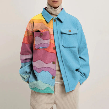 Ezren | Oversized Jakke med Abstrakt Kunstprint Herre