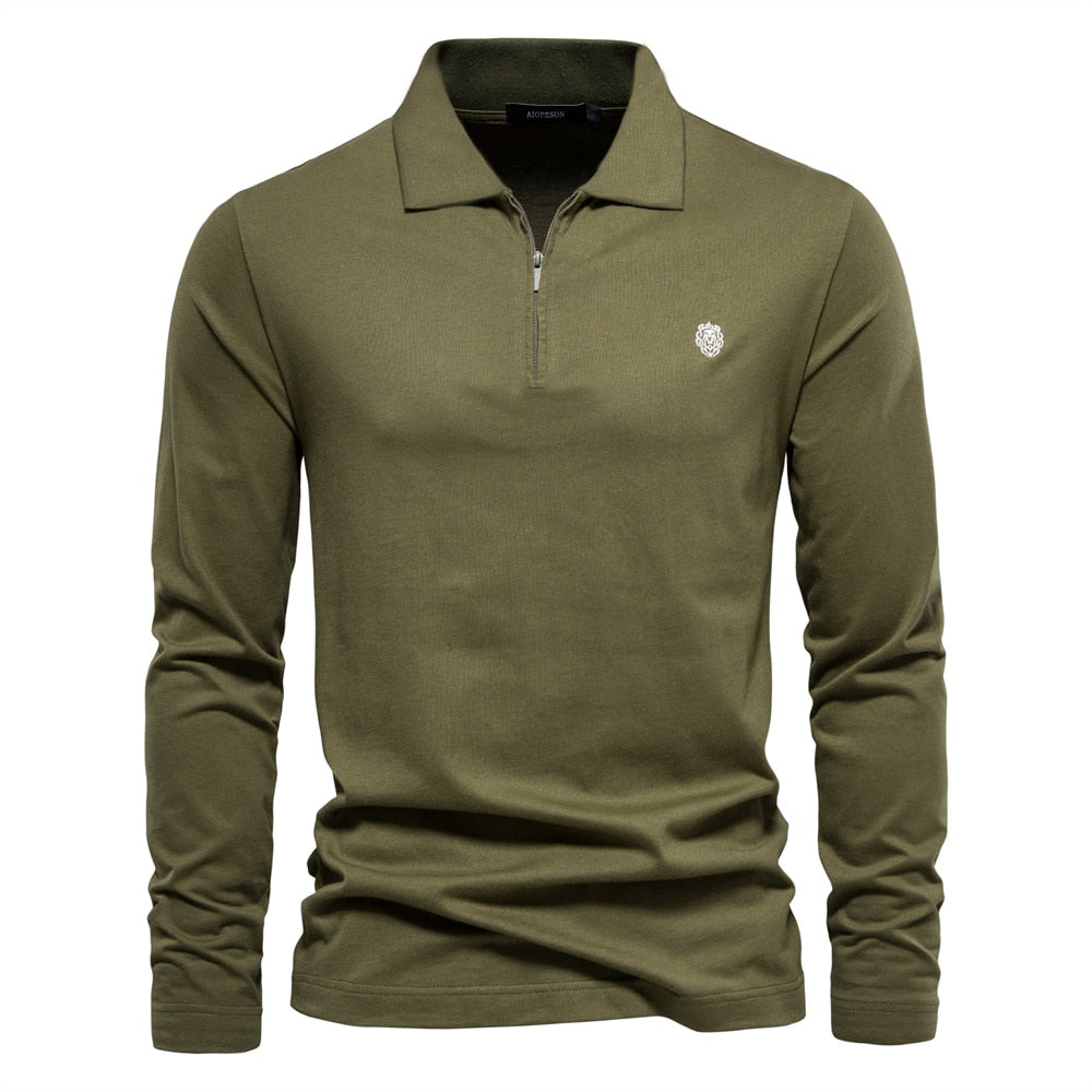 Lennart™ | Herrer Langærmet Polo med Halv Lynlås og Moderne Design