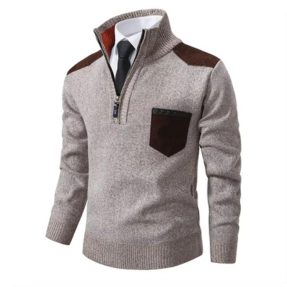 Tristan™ | Luksuriøs Mænd Halfzip Pullover i Merinould med Brystlomme