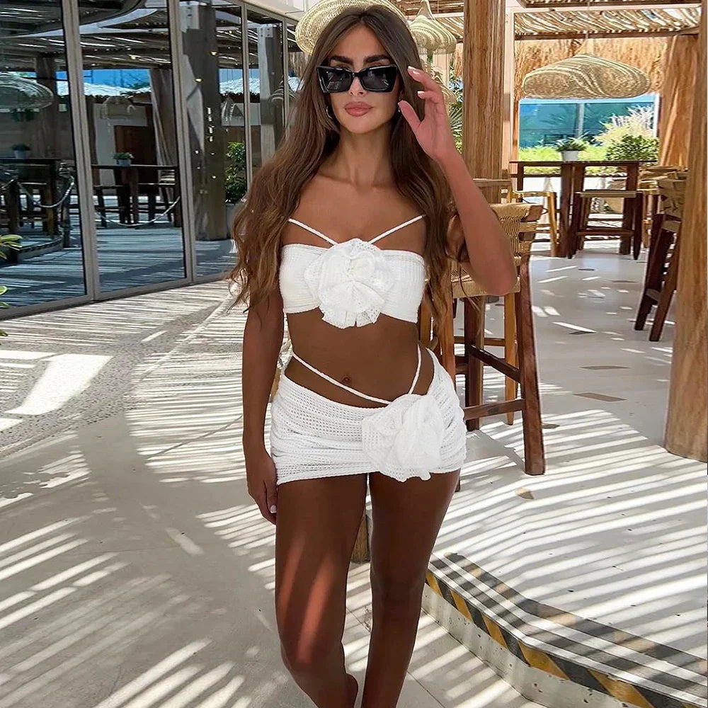 Zafira | Sommer Co-Ord Sæt Damer Med Blomster Top & Mini Nederdel