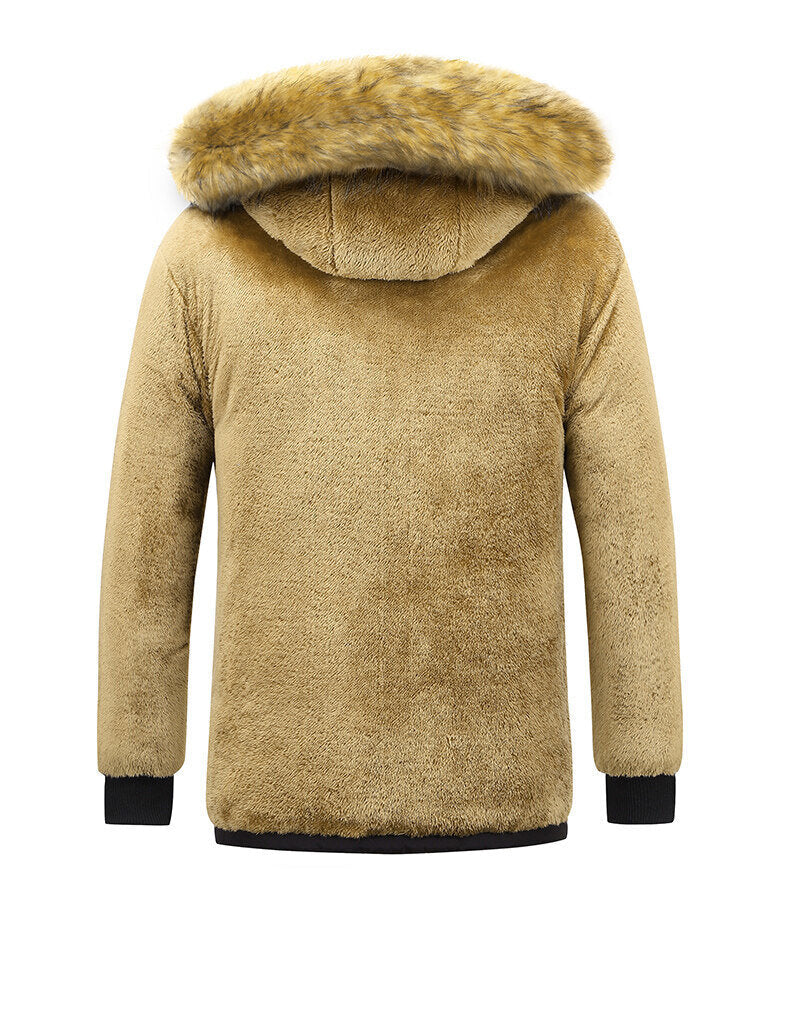 Para™ | Luksuriøs Herre Parka Vinterjakke med Teddylining og Pelsforet Hætte