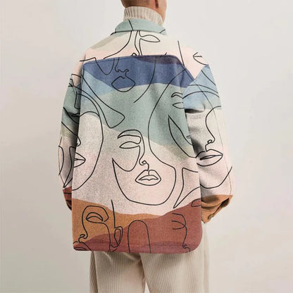 Ezren | Oversized Jakke med Abstrakt Kunstprint Herre