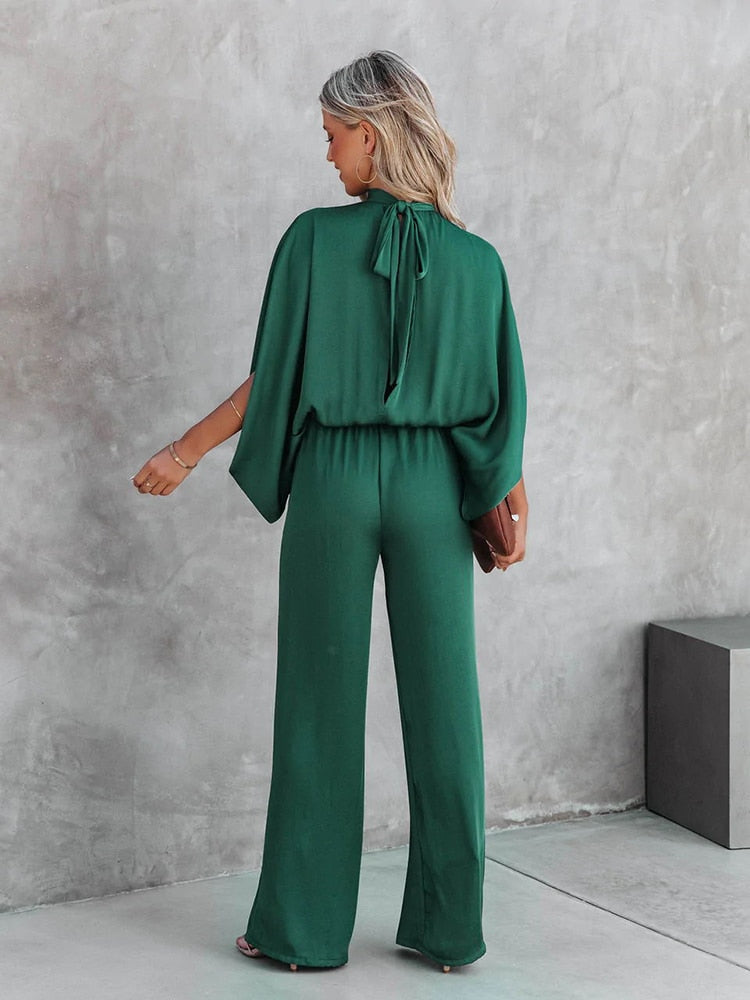 Jane™ | Damer Let & Chik Buksedragt | Elegant Høj Hals & Vide Sommerfugleærmer