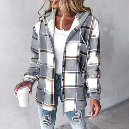 Anna™ | Damer Foret Vest med Hætte i Ternet Design til Varme Efterårsdage