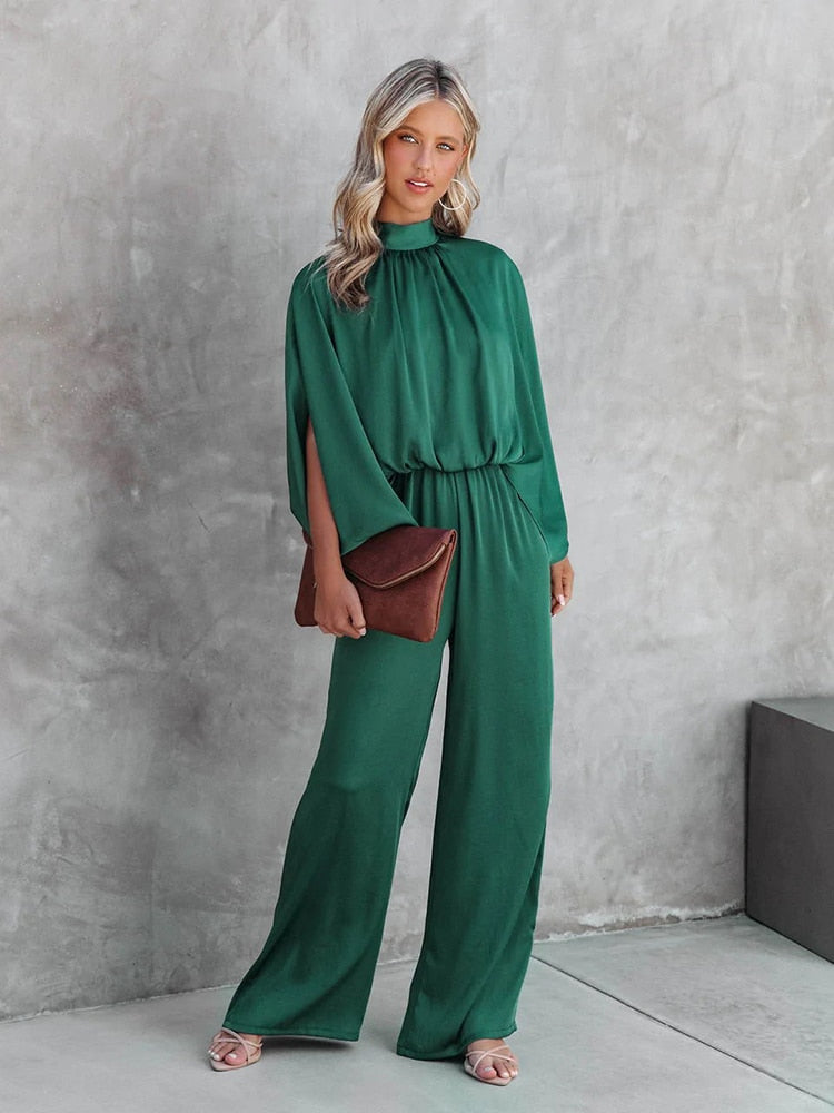 Jane™ | Damer Let & Chik Buksedragt | Elegant Høj Hals & Vide Sommerfugleærmer