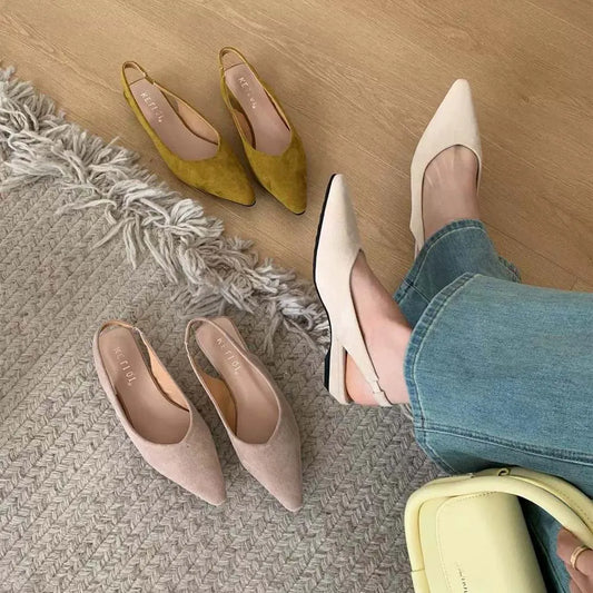 Maribel™ | Damer Slingback Flats Uden Hæl | Elegante Spidse Slip-Ons med Åben Hæl og Minimalistisk Design
