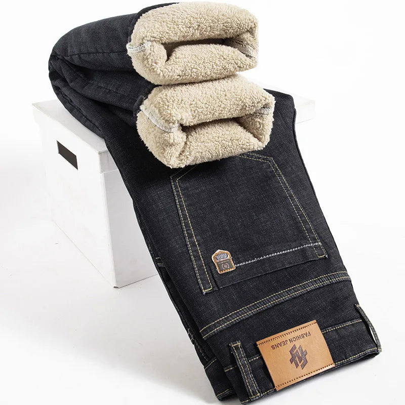René™ | Mænd Jeans i Denim med Fleecefor til Vinter | Varm og Stilfuld