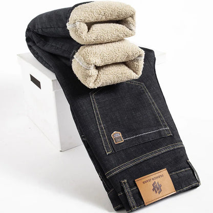 René™ | Mænd Jeans i Denim med Fleecefor til Vinter | Varm og Stilfuld