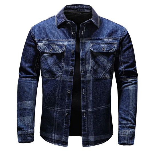 Darell | Herre Denim Overshirt med Ternet Mønster