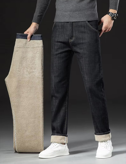 René™ | Mænd Jeans i Denim med Fleecefor til Vinter | Varm og Stilfuld