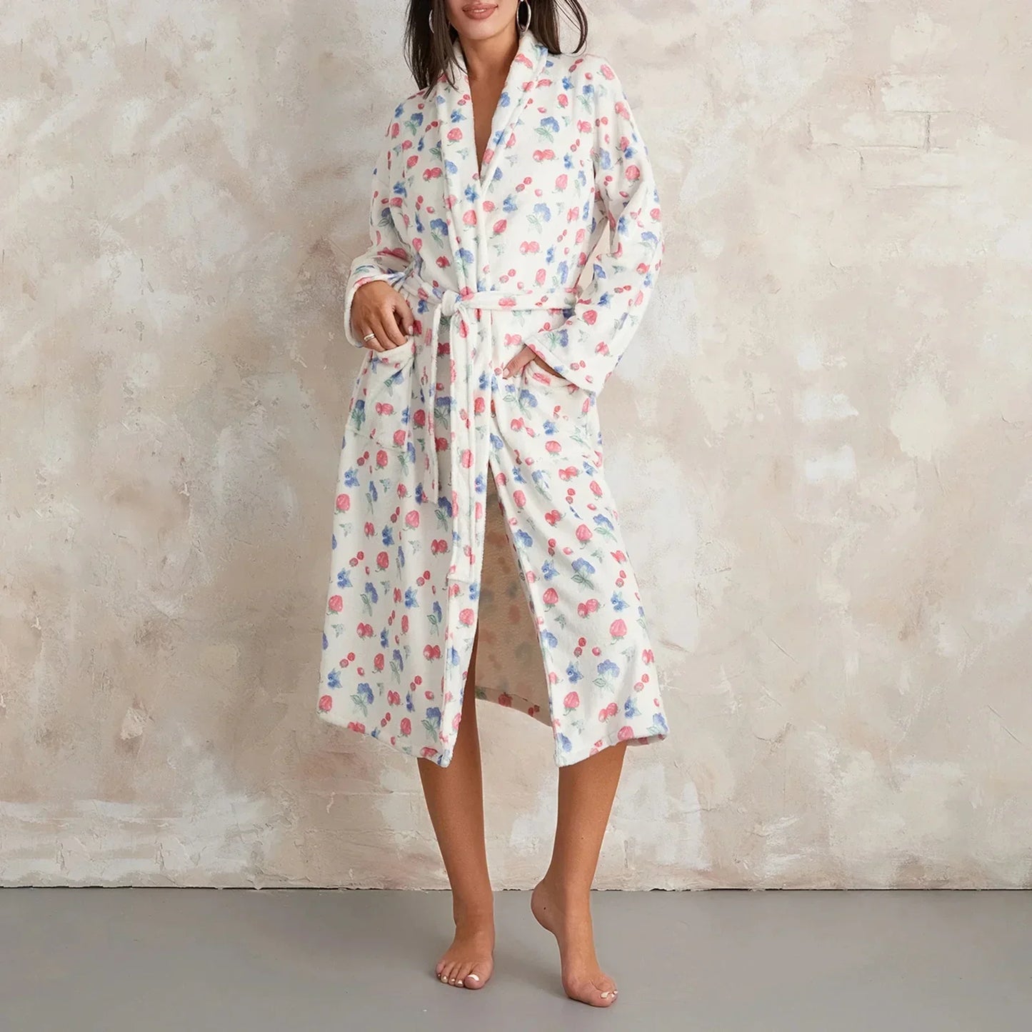 Liora | Morgenkåbe i Flannel med Print Damer