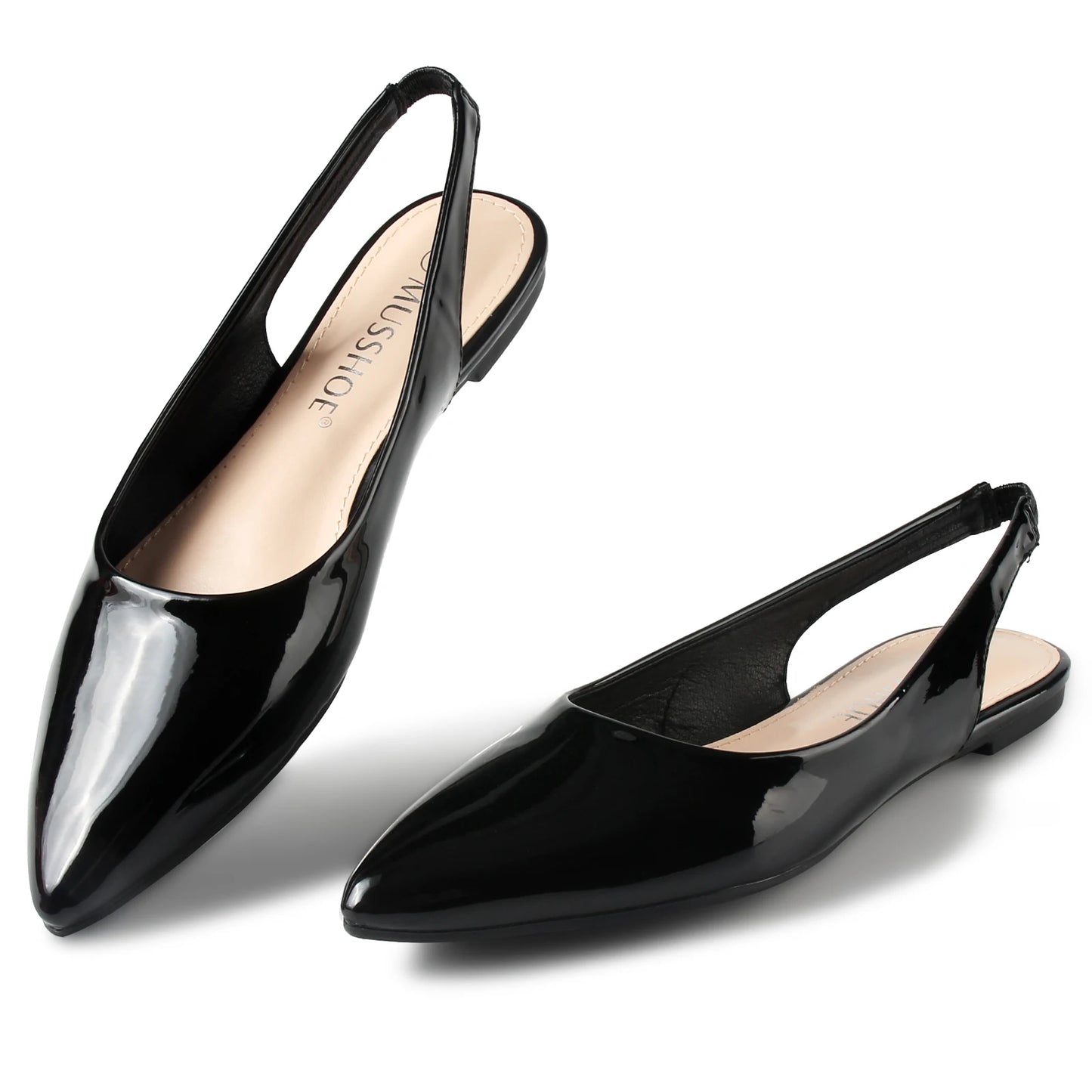 Celeste™ | Damer Slingback Flats med Spids Tå | Elegante Sommertidssko med Skinnende Finish og Komfortabel Elastisk Rem
