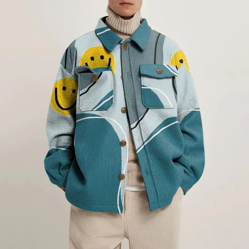 Ezren | Oversized Jakke med Abstrakt Kunstprint Herre