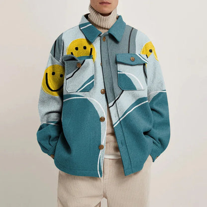 Ezren | Oversized Jakke med Abstrakt Kunstprint Herre