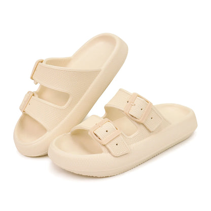 Thalara™ | Damer EVA-sandaler med dobbelt spænde | ortopædiske chunky slides med tyk sål og skridsikker vandafvisende finish