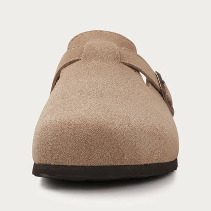 UrbanClassic™ | Unisex Ruskinds Træsko med Spænde | Komfortable Mules med Korksål og Lukket Tå