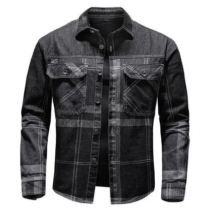 Darell | Herre Denim Overshirt med Ternet Mønster