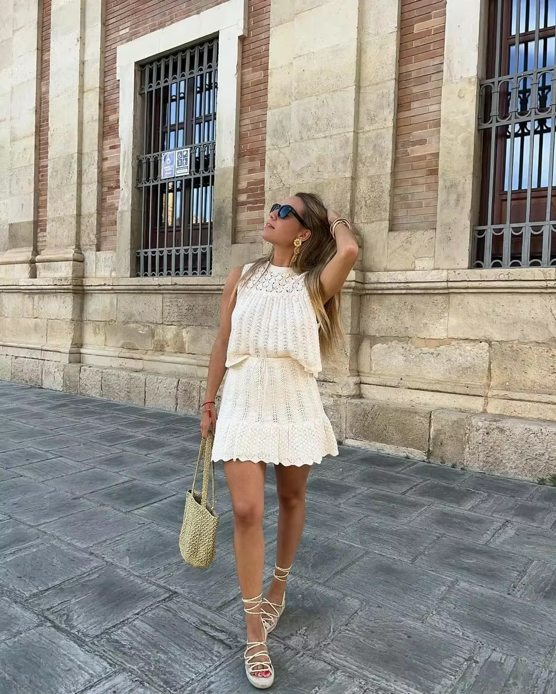 Ilona™ | Damer Hæklet Co-ord Sæt | Let Boho Stil med Hæklet Struktur