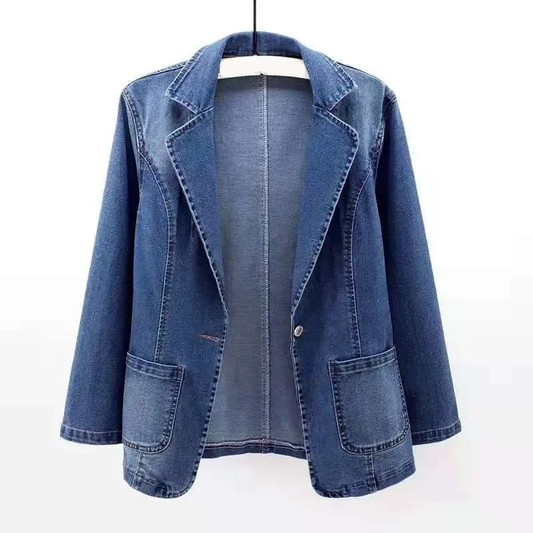 Aria™ | Eksklusiv Denimblazer Til Kvinder Med Økologisk Selvedge Og Elegant Lukning Til Tidløs Stil