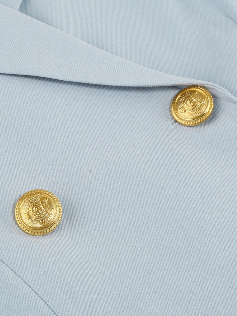 Amarielle™ | Damer Cape Blazer Kjole med Guldknapper | Chic, Elegant Cocktailkjole med Taljebælte