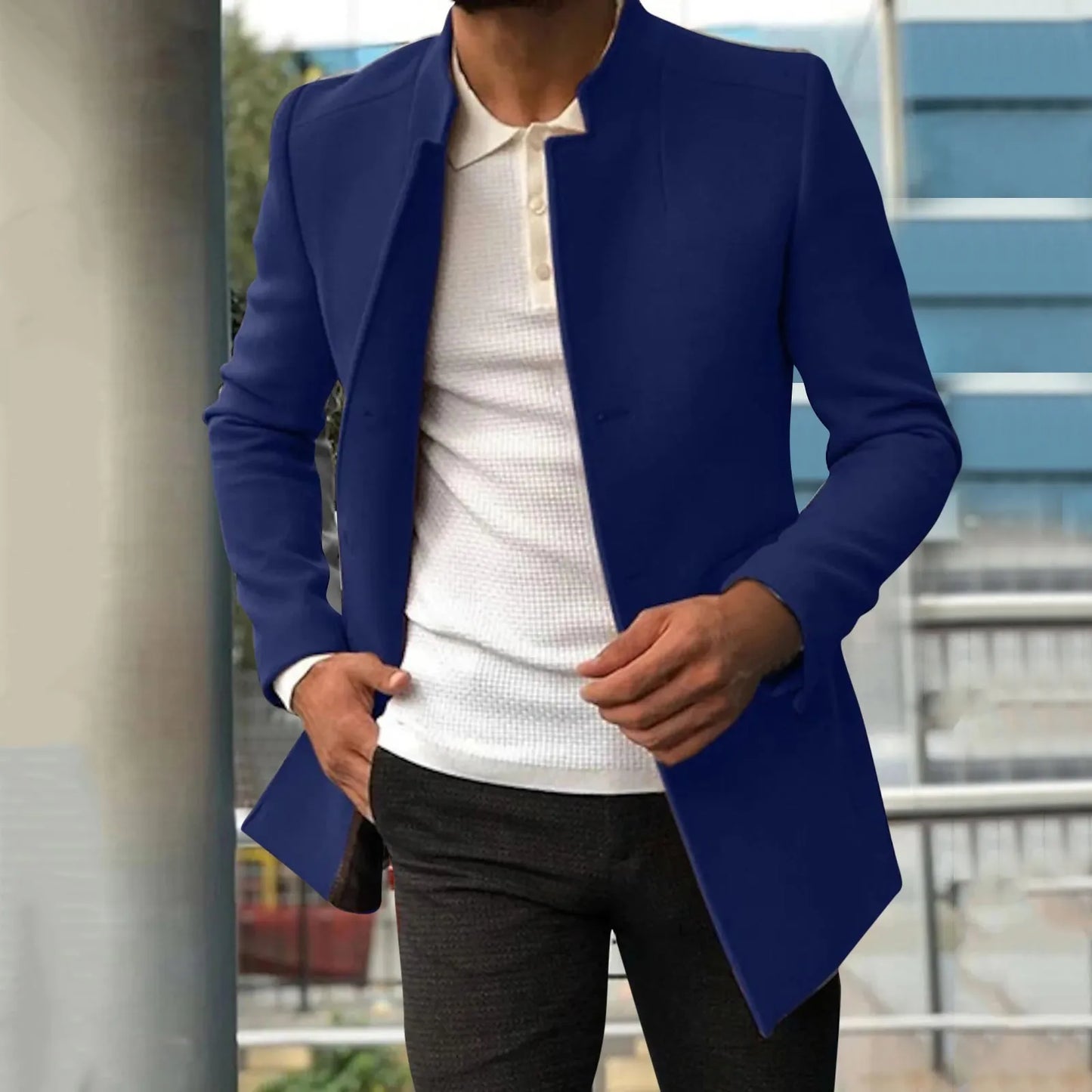 Hinzo™ | Herrer Lang Frakke med Tidløs Elegance og Moderne Flair
