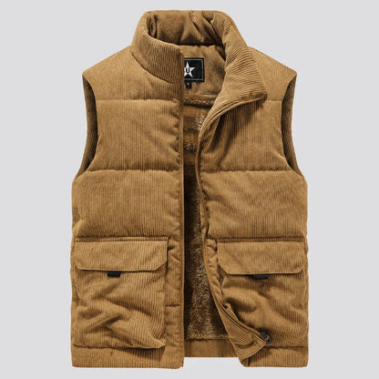 Edouard™ | Vatteret Herre Bodywarmer i Fløjl med Varm Fleeceforing