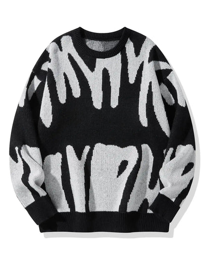 Zyro | Oversized Sweater til Herrer | Abstrakt Streetwear Trøje med Grafisk Print