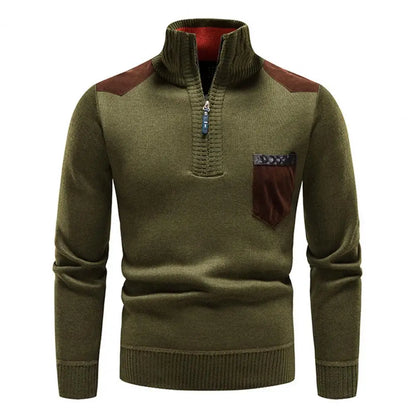 Tristan™ | Luksuriøs Mænd Halfzip Pullover i Merinould med Brystlomme