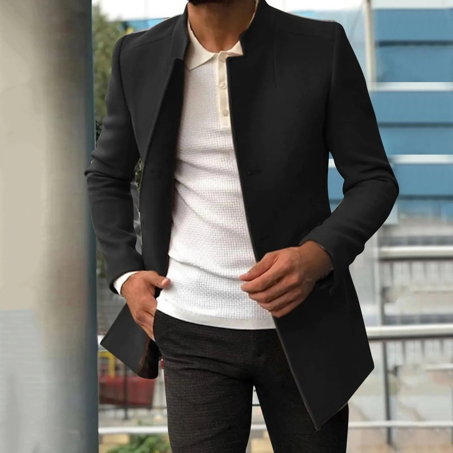 Hinzo™ | Herrer Lang Frakke med Tidløs Elegance og Moderne Flair