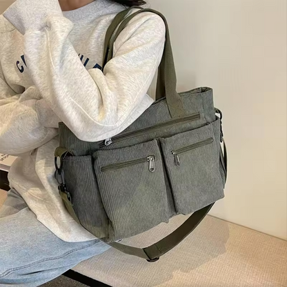 Mirella™ | Damer Fløjls Skuldertaske med Flere Rum | Blød Fløjl Crossbody med Justerbar Rem