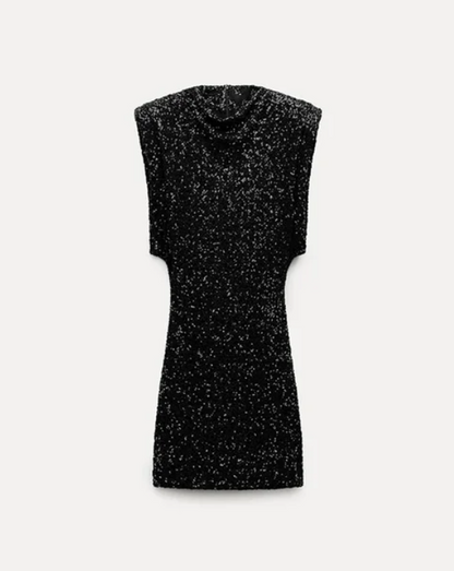 Ina™ | Damer Glitrende Mini Kjole | Skulderpuder & Slank Silhuet