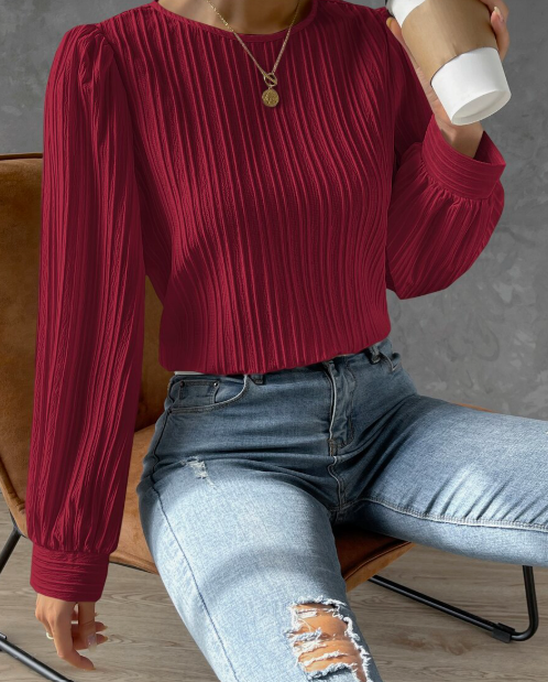 Elodie | Hvid Plissé Bluse Damer